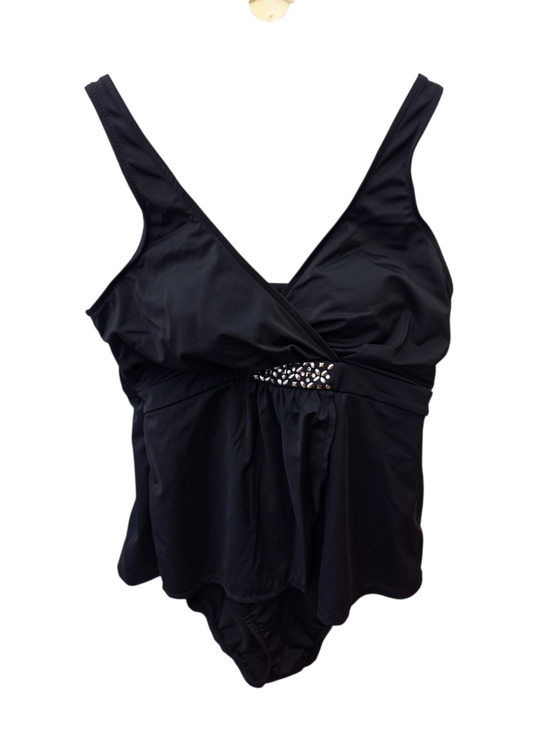 Trimshaper Other - Trimshaper Black Silver Embellished One Piece Swimsuit Size 12